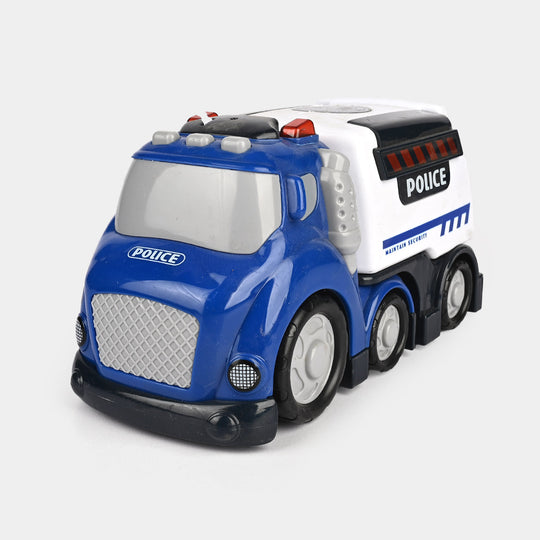 Kids' Interactive Police Rescue Truck – Friction Powered with Realistic Lights & Sound