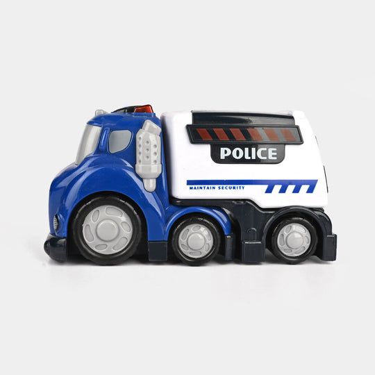 Kids' Interactive Police Rescue Truck – Friction Powered with Realistic Lights & Sound