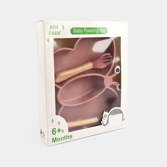 Baby Silicone Plate with Fork & Spoon Set