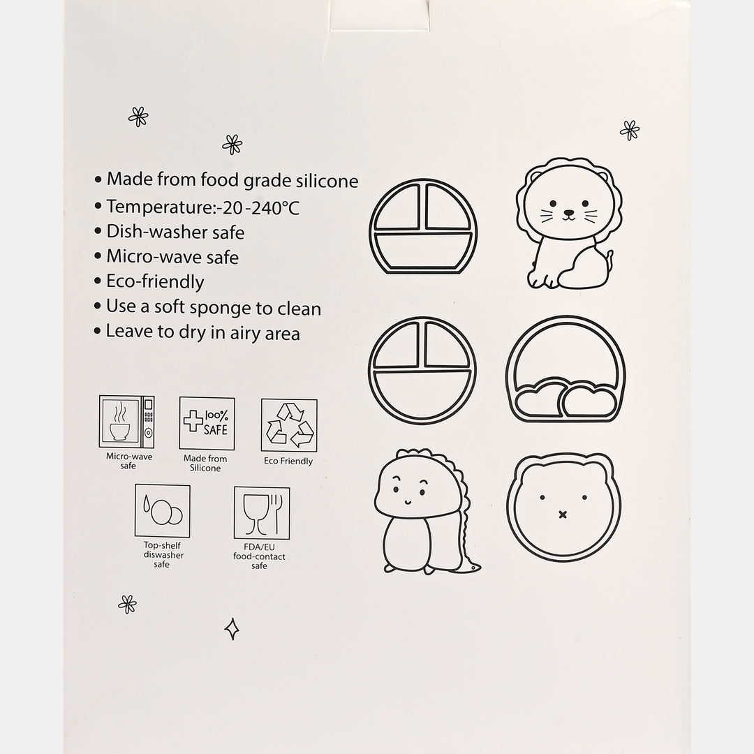 Baby Silicone Plate with Fork & Spoon Set