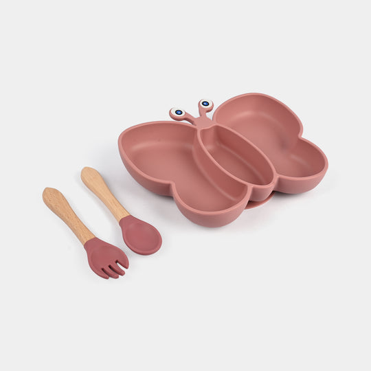 Baby Silicone Plate with Fork & Spoon Set