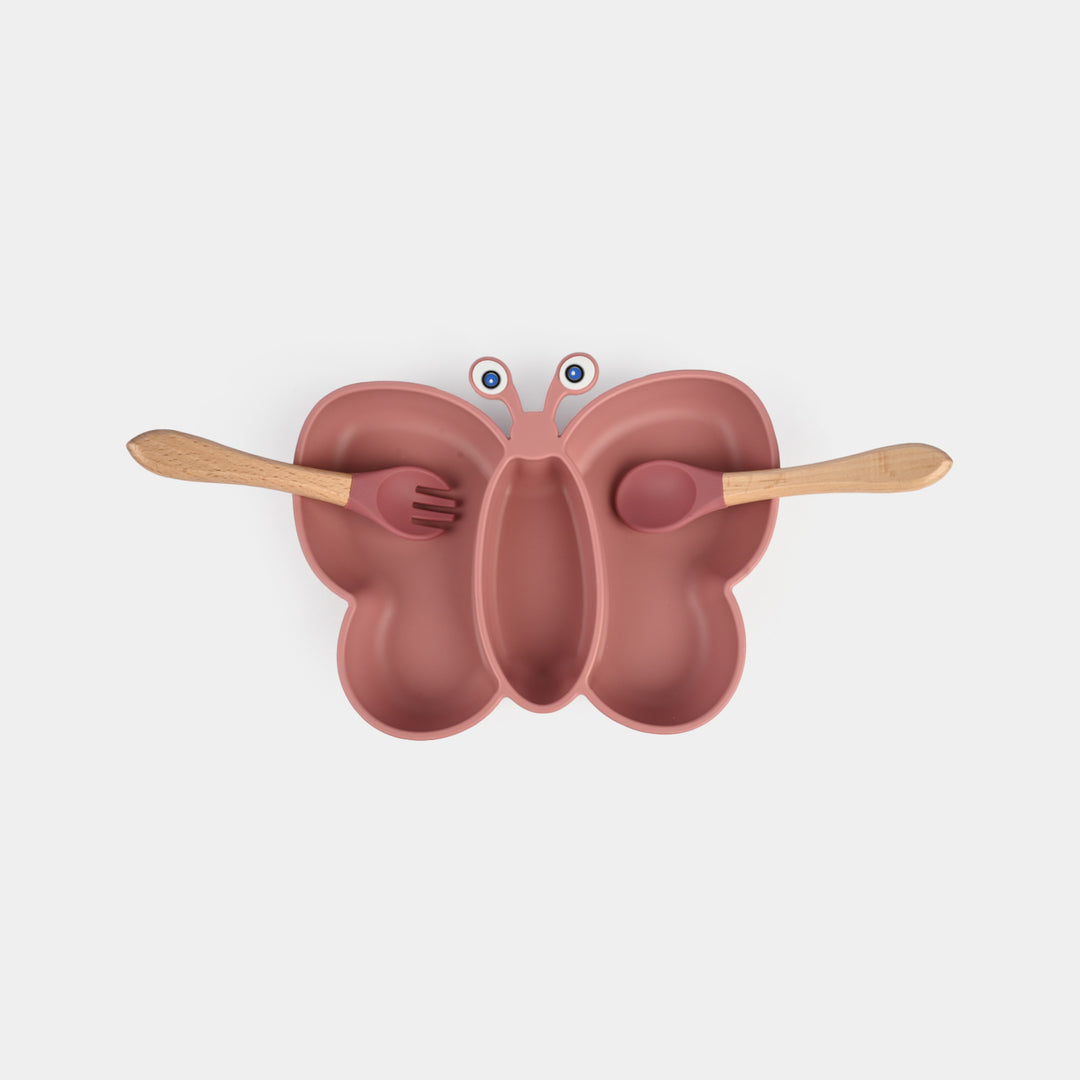 Baby Silicone Plate with Fork & Spoon Set