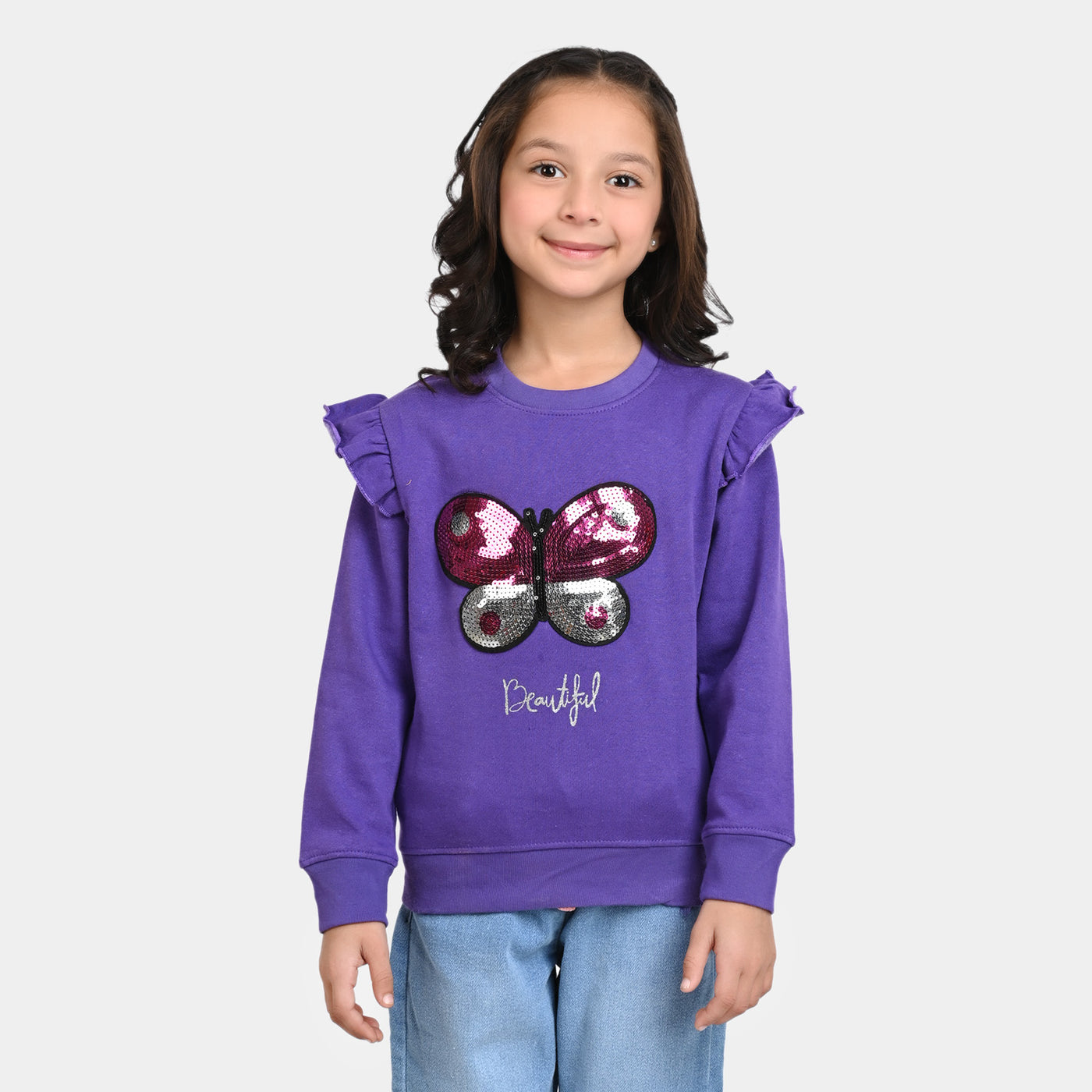 Girls Fleece Sweatshirt Beautiful-D.Lavender