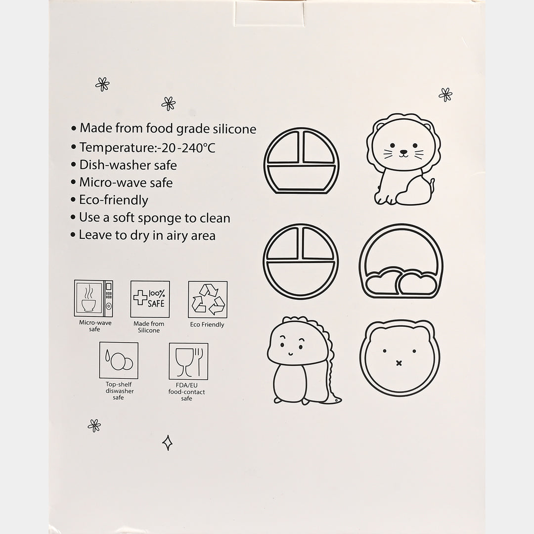 Baby Silicone Divided Plate with Spoon & Fork