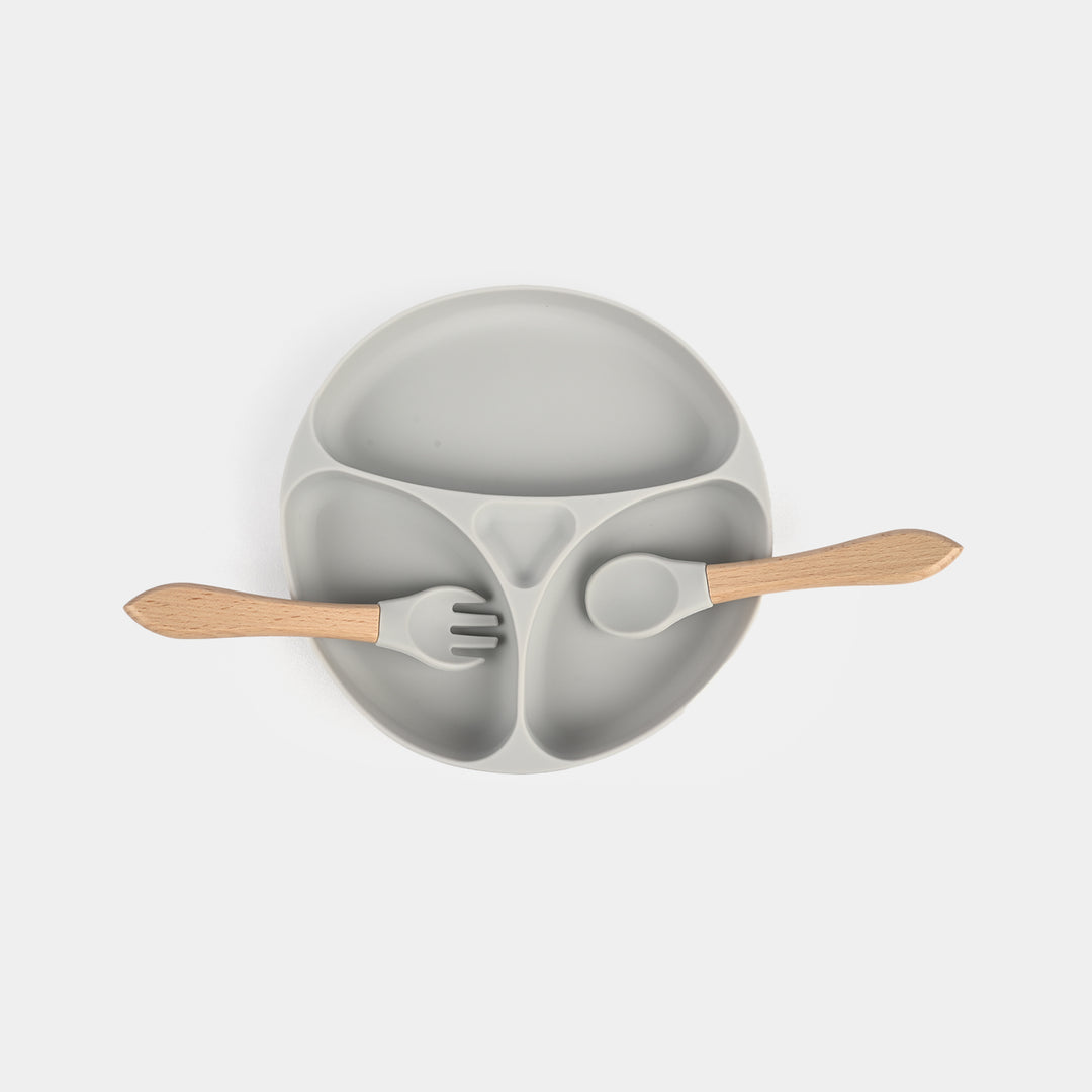 Baby Silicone Divided Plate with Spoon & Fork