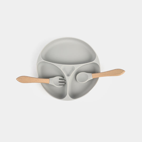 Baby Silicone Divided Plate with Spoon & Fork