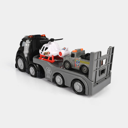 Kids' Interactive Police Rescue Truck – Friction Powered with Realistic Lights & Sound