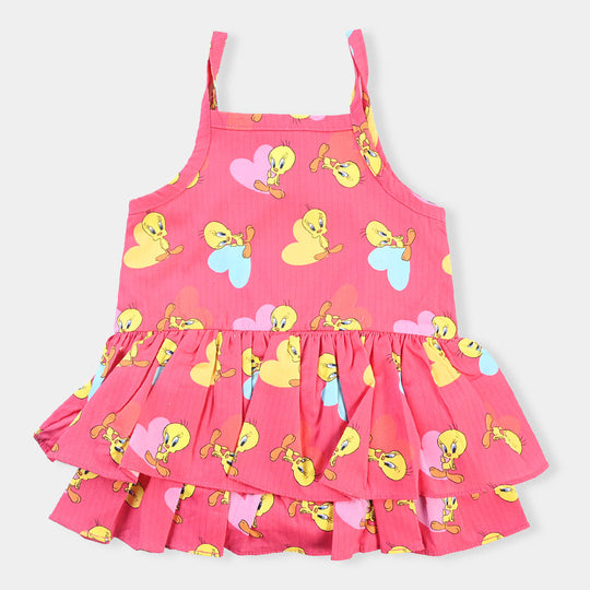 Infant Girls Cotton Frill Romper Tweety-Multi