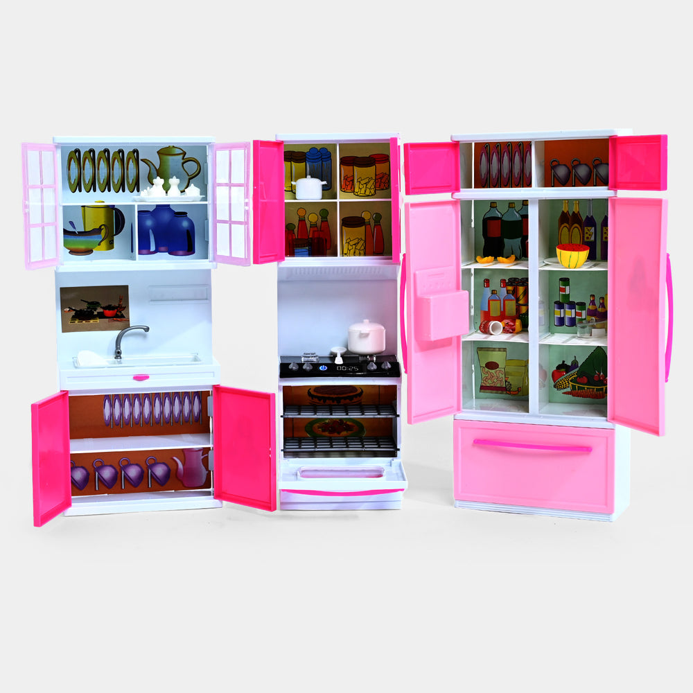 Kitchen Play Set With Sound & Light For Girls