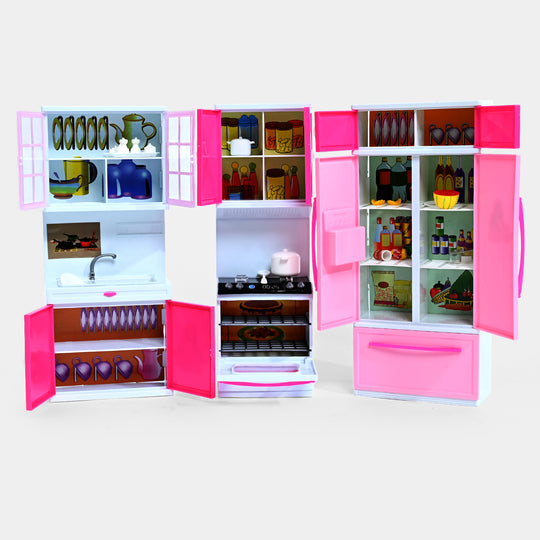 Kitchen Play Set With Sound & Light For Girls