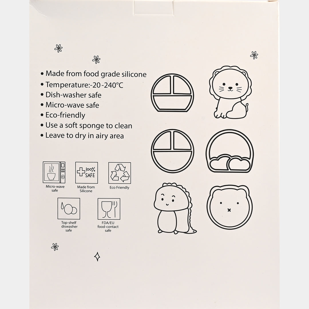 Baby Silicone Divided Plate with Spoon & Fork