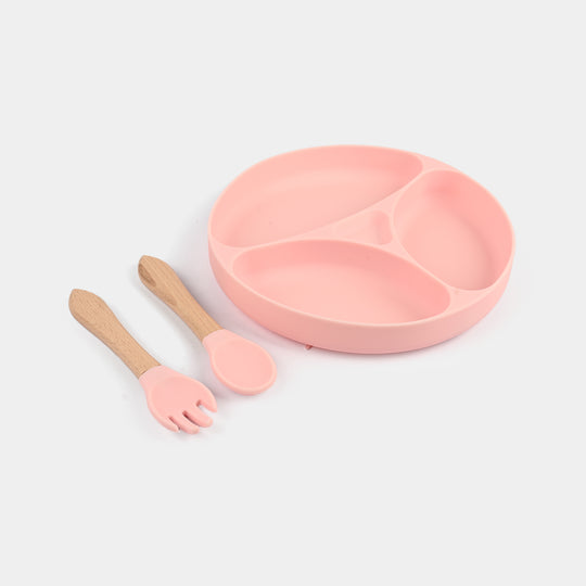 Baby Silicone Divided Plate with Spoon & Fork
