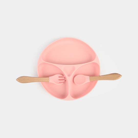 Baby Silicone Divided Plate with Spoon & Fork