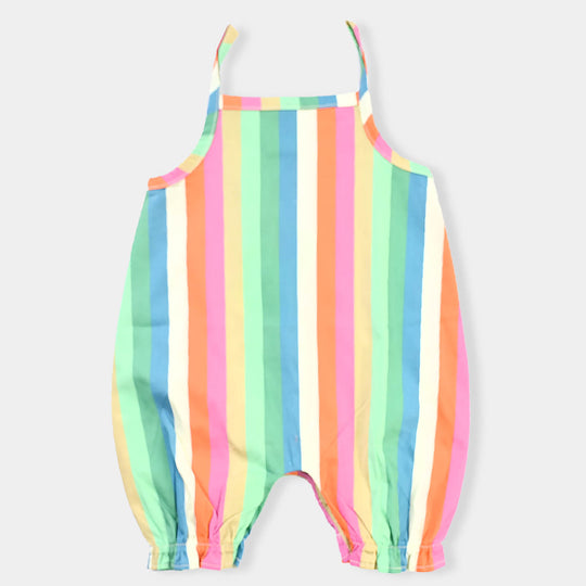 Infant Girls Cotton Romper Multi Stripe-Multi