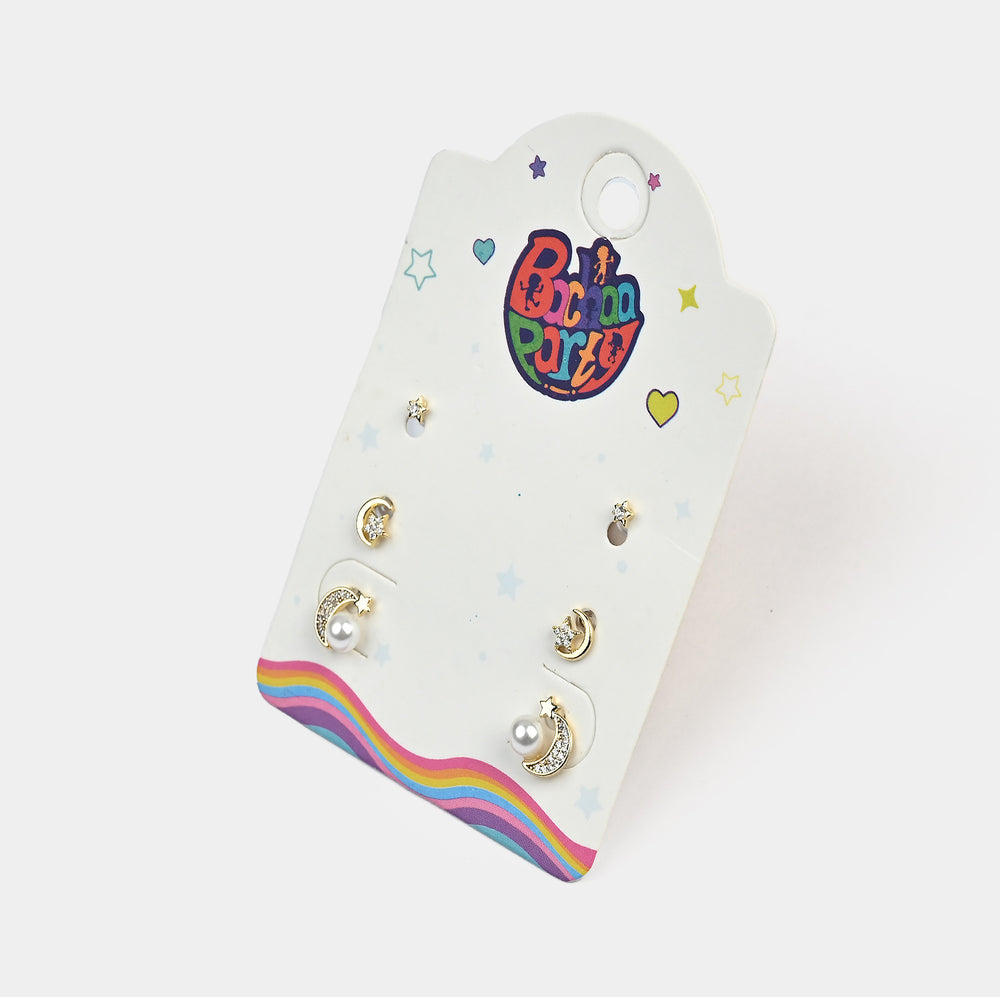 Fancy 3 Pair Stud Earring for Girls