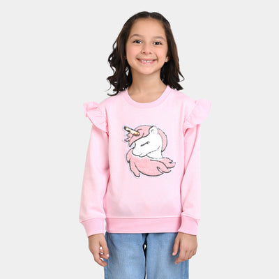 Girls Fleece Sweatshirt Character -C.Pink