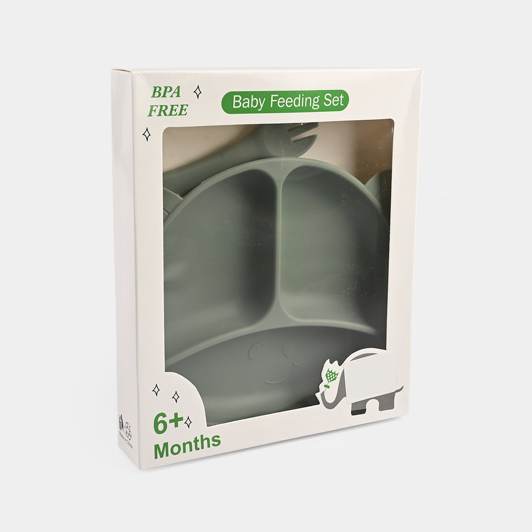 Baby Silicone Plate with Fork & Spoon Set