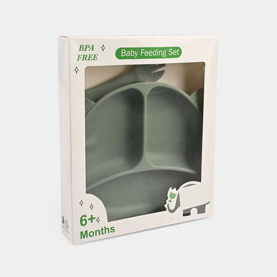 Baby Silicone Plate with Fork & Spoon Set