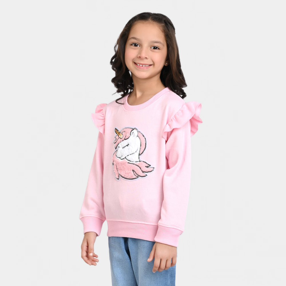 Girls Fleece Sweatshirt Character -C.Pink