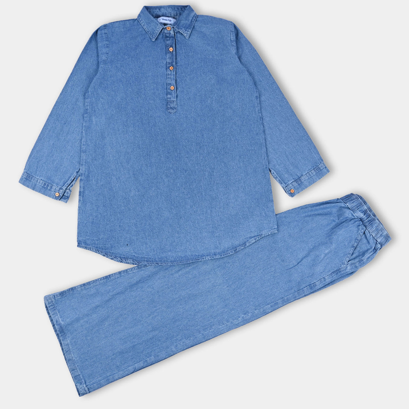 Teens Girls Denim Co-ord Set Basic - Blue