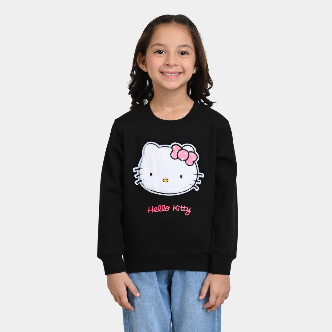 Girls Fleece Sweatshirt Character -Jet Black