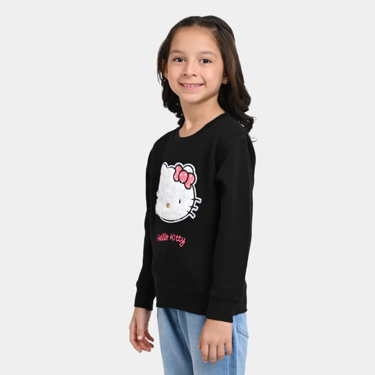 Girls Fleece Sweatshirt Character -Jet Black