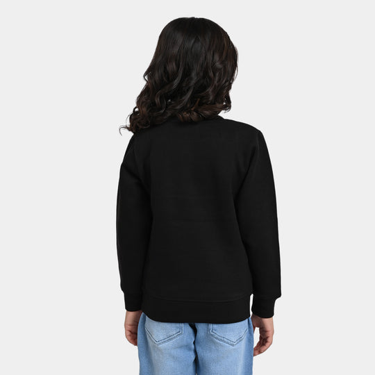 Girls Fleece Sweatshirt Character -Jet Black