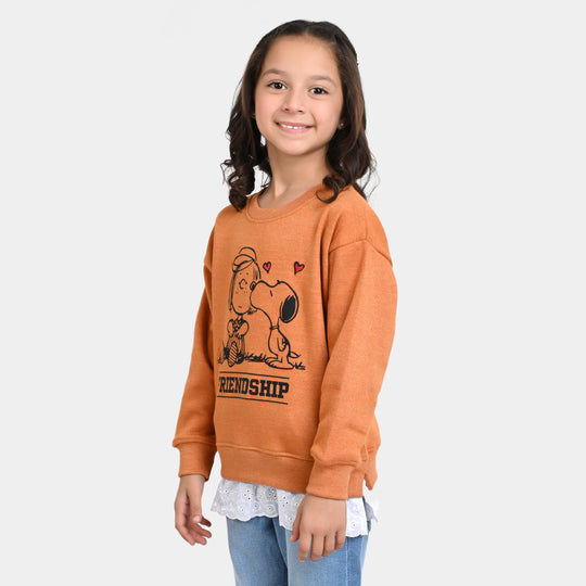 Girls Fleece Sweatshirt Friendship - P-Caramel