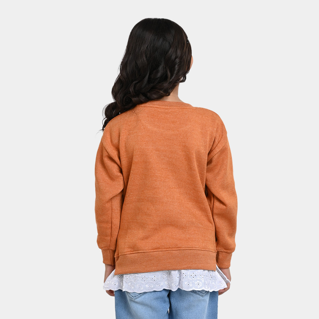 Girls Fleece Sweatshirt Friendship - P-Caramel