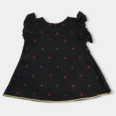 Infant Girls Jacquard 2PCs Suit Beautiful-BLACK