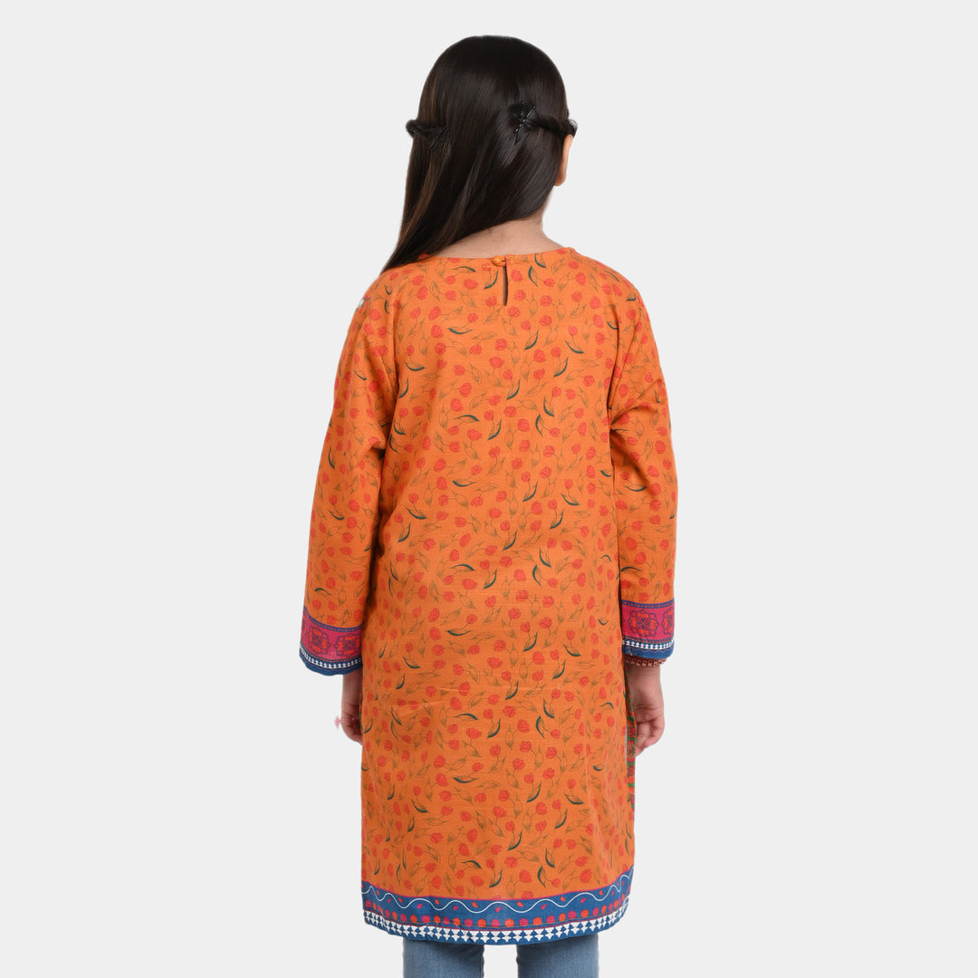 Girls khaddar Printed Kurti Pretty Flower-Multi