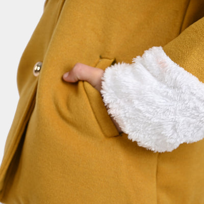 Girls Wool Woven Jacket - Mustard