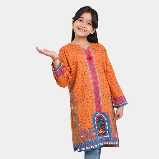 Girls khaddar Printed Kurti Pretty Flower-Multi