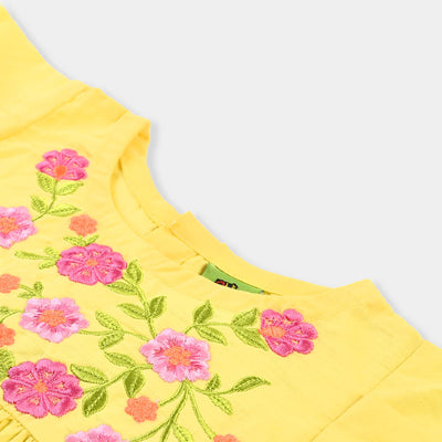 Infant Girls EMB Top Blazing Florals-B.Yellow