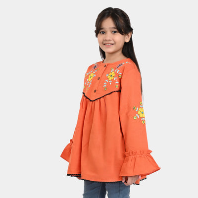 Girls khaddar Embroidered Top Desire-ORANGE