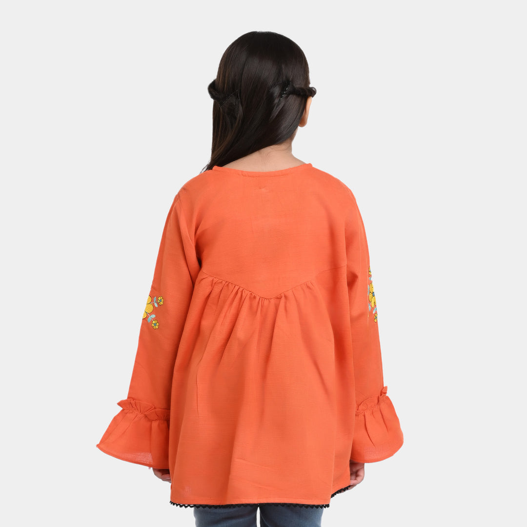 Girls khaddar Embroidered Top Desire-ORANGE