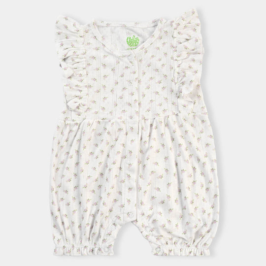 Infant Girls Jacquard Knitted Romper Flower-Off White