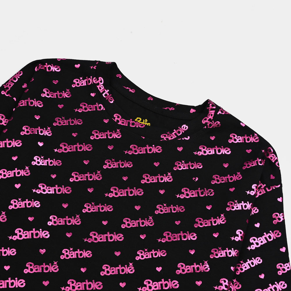 Girls Lycra Jersey T-Shirt F/S- BLACK