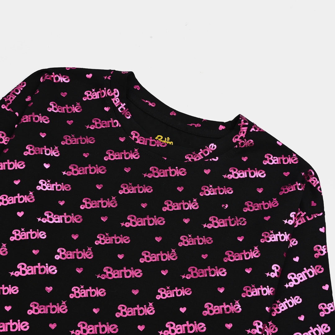 Girls Lycra Jersey T-Shirt F/S- BLACK