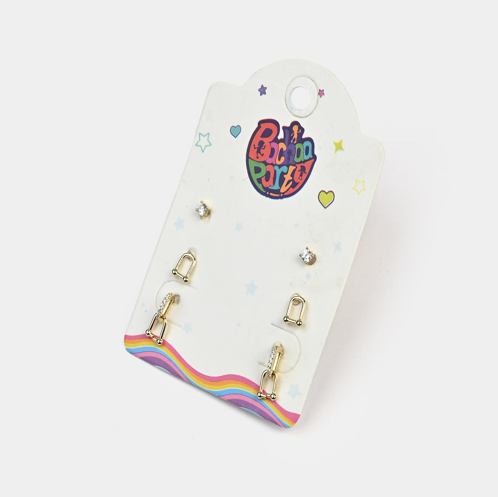 Fancy 3 Pair Stud Earring for Girls