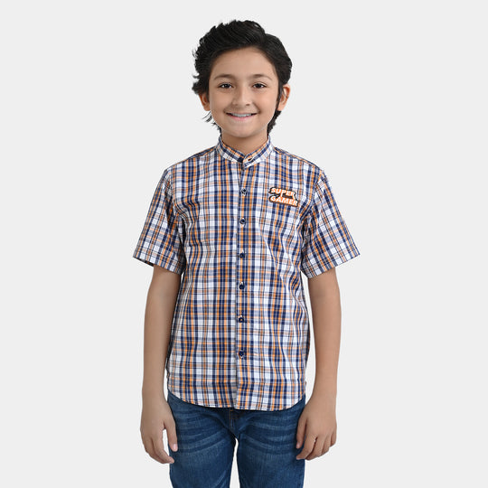 Boys Yarn Dyed Casual Shirt Super Gamer | Checked