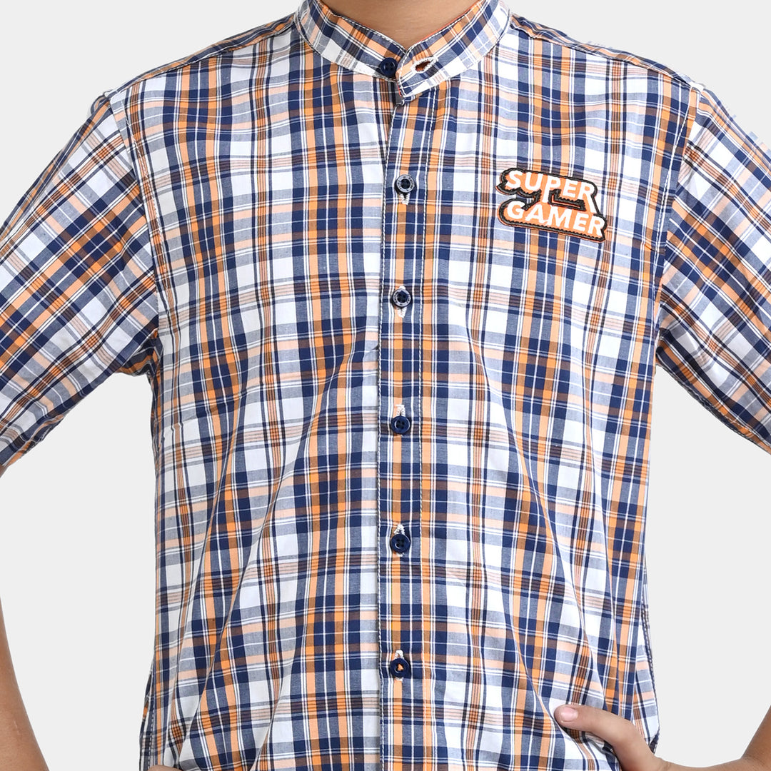 Boys Yarn Dyed Casual Shirt Super Gamer | Checked