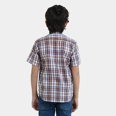 Boys Yarn Dyed Casual Shirt Super Gamer | ORANGE
