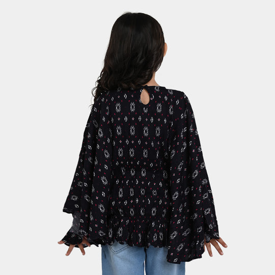 Girls Cotton Casual Kaftan - Navy Blue