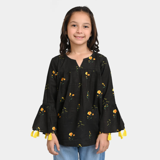 Girls khaddar Casual Top -BLACK