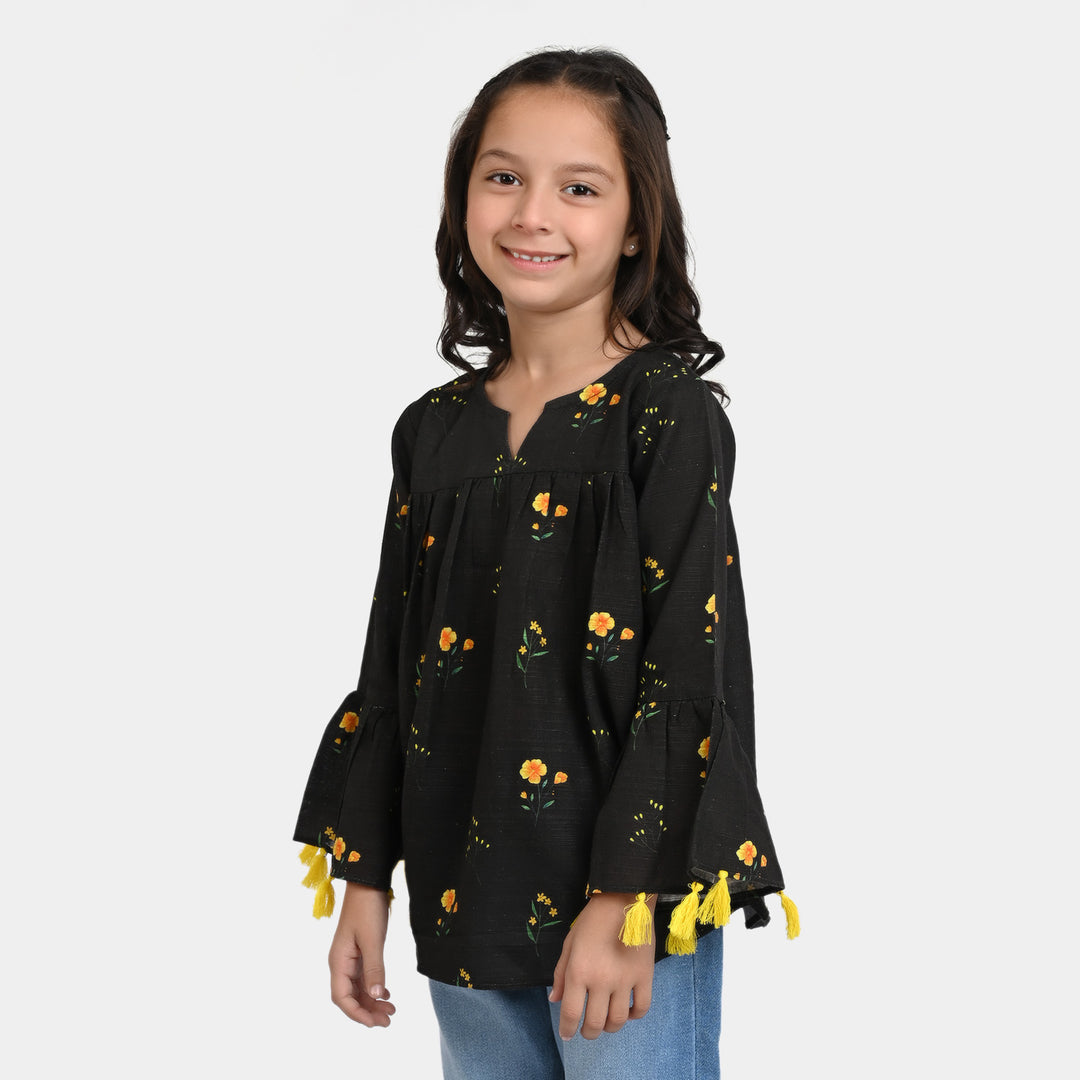 Girls khaddar Casual Top -BLACK