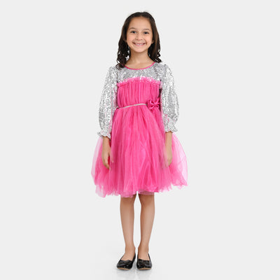 Girls Fancy Frock Shimmer-Pink