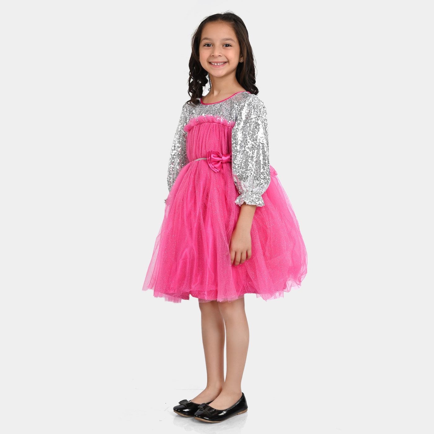 Girls Fancy Frock Shimmer-Pink