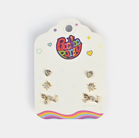 Fancy 3 Pair Stud Earring for Girls