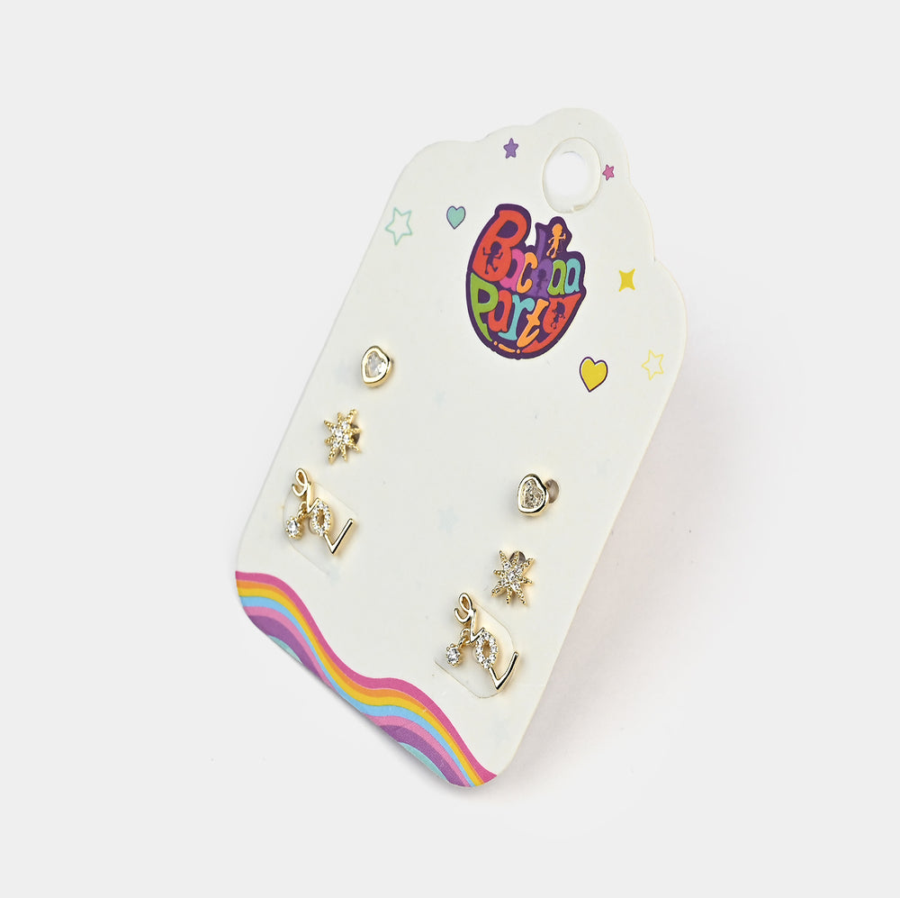 Fancy 3 Pair Stud Earring for Girls